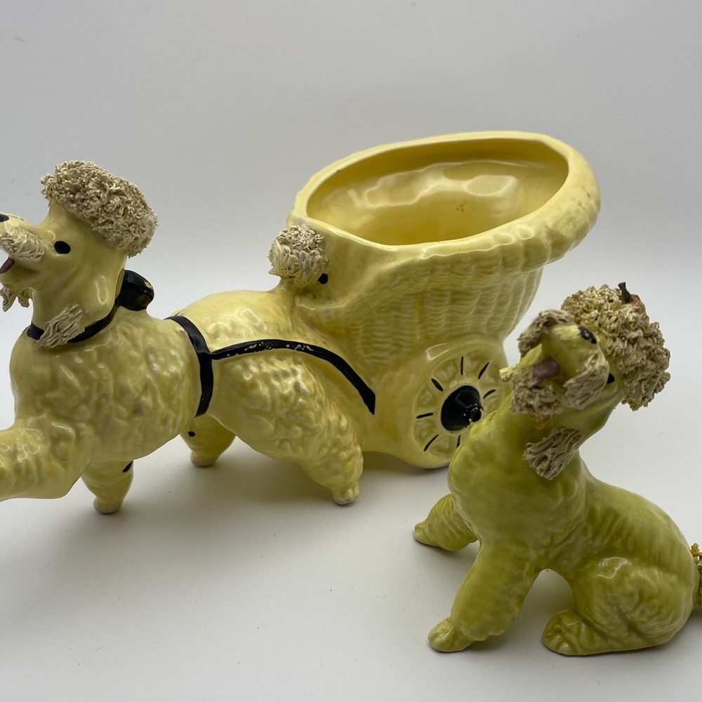 Rare Yellow Vintage Poodle Figurines